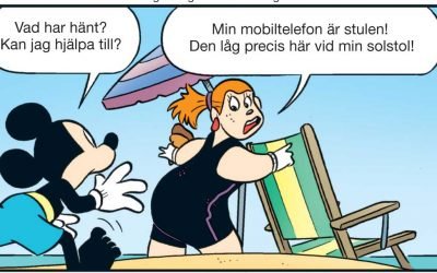 Deckargåta på stranden – ingen ro för Musse